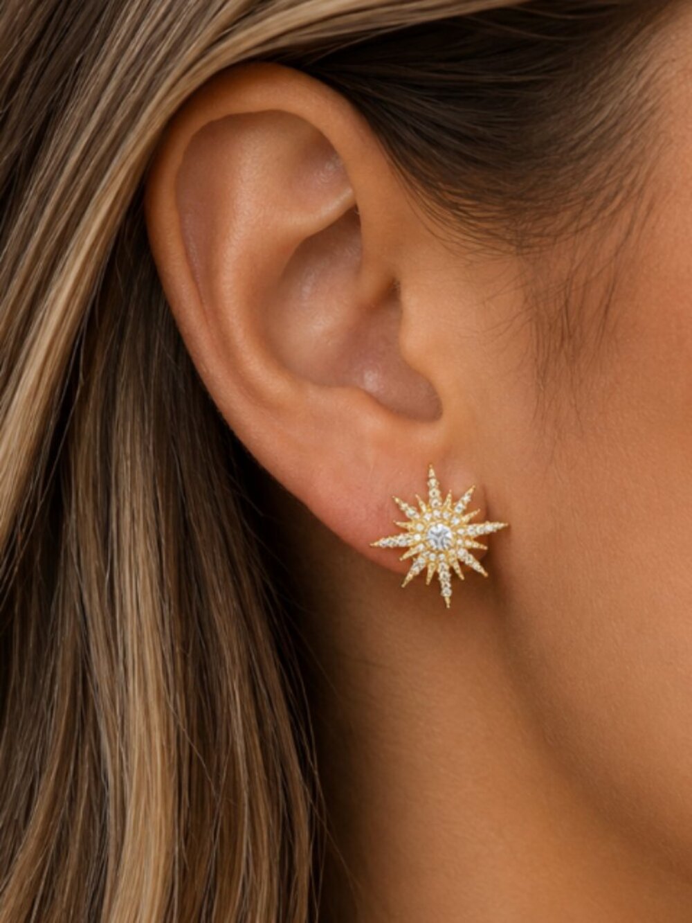 "Declan" Starburst Sparkle Stud Earrings - Picture 4 of 4